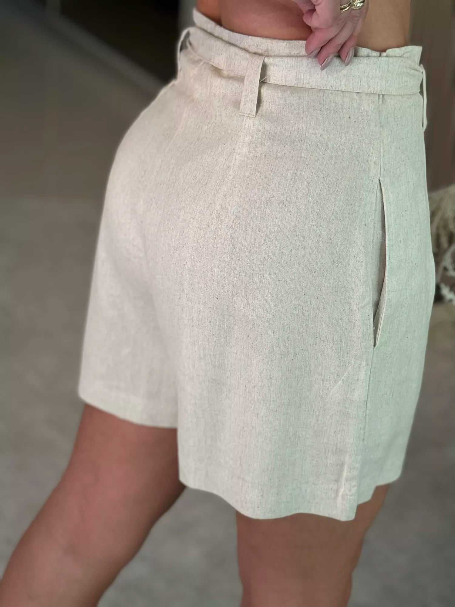 Short em Linho com Faixa