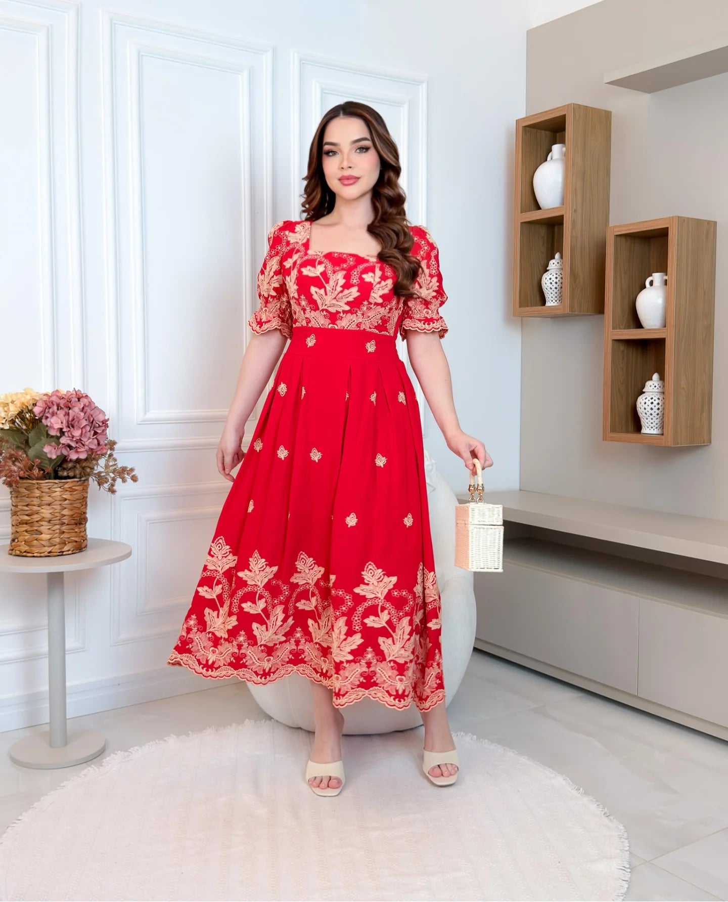 Vestido Máxi Midi Lese Bordado