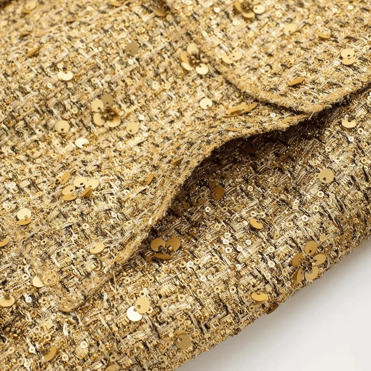 Casaco Dourado de Tweed com Brilho para Festa – Jolivet
