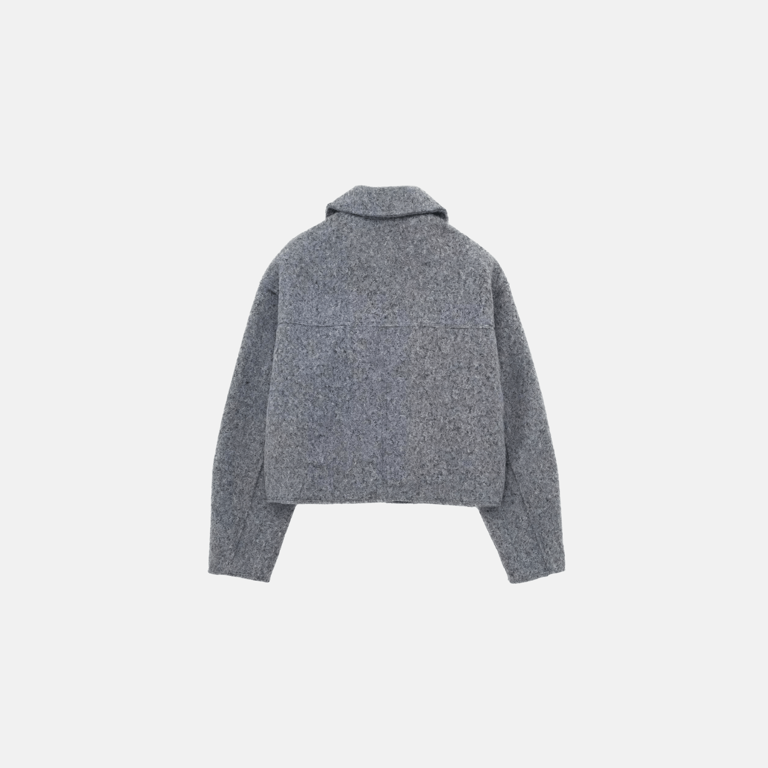 Jaqueta Cropped Feminina de Lã com Zíper Frontal e Bolsos Utilitários Cinza – Favier