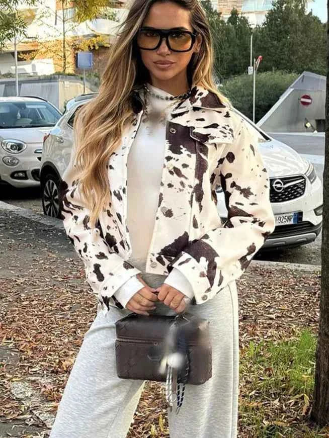 Jaqueta Trucker de Couro Eco Animal Print – Maison