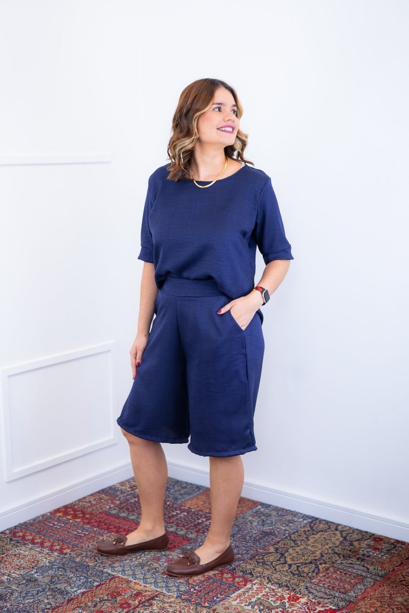 Conjunto Dulce – Blusa Oversized e Bermuda com Bolsos em Linho Light