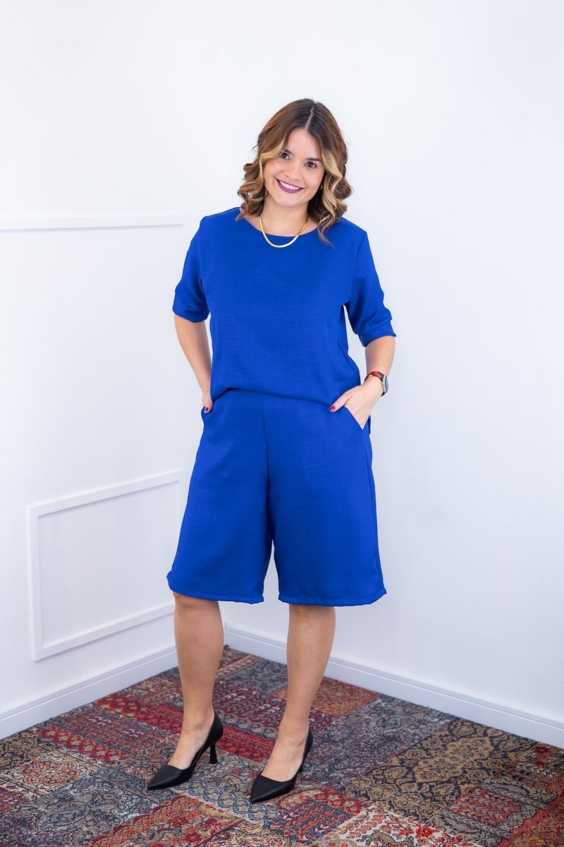 Conjunto Dulce – Blusa Oversized e Bermuda com Bolsos em Linho Light