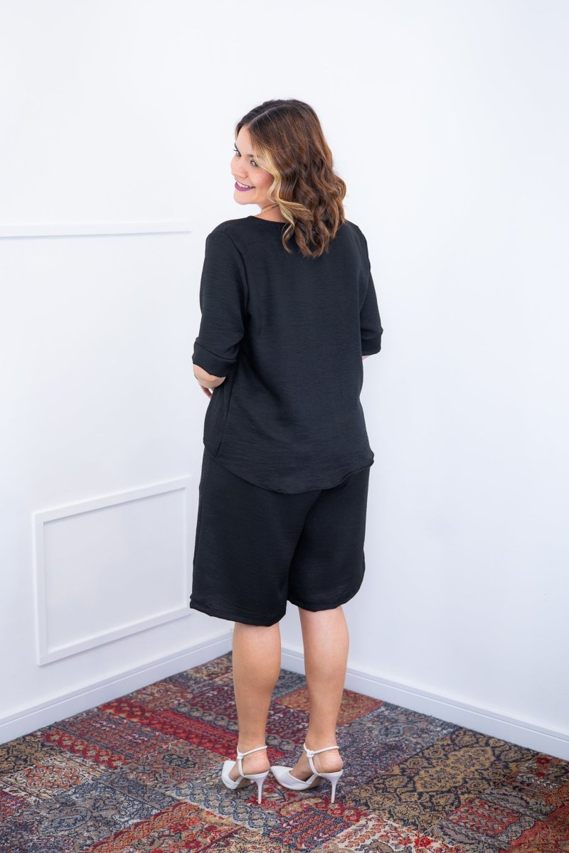 Conjunto Dulce – Blusa Oversized e Bermuda com Bolsos em Linho Light