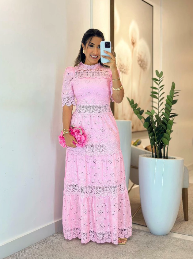 Vestido Laser Com guipir