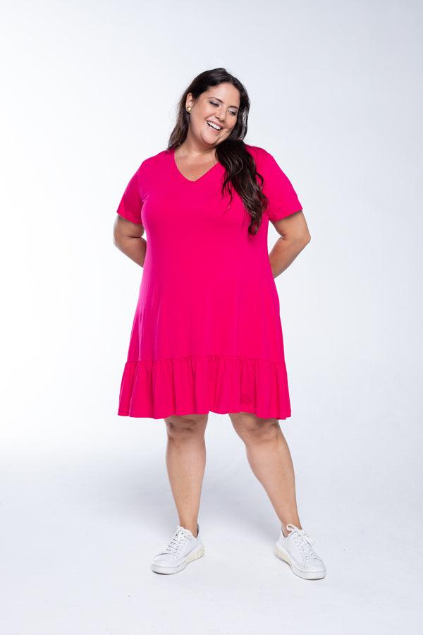 Vestido Verona - Babado Gola V e Manga Curta