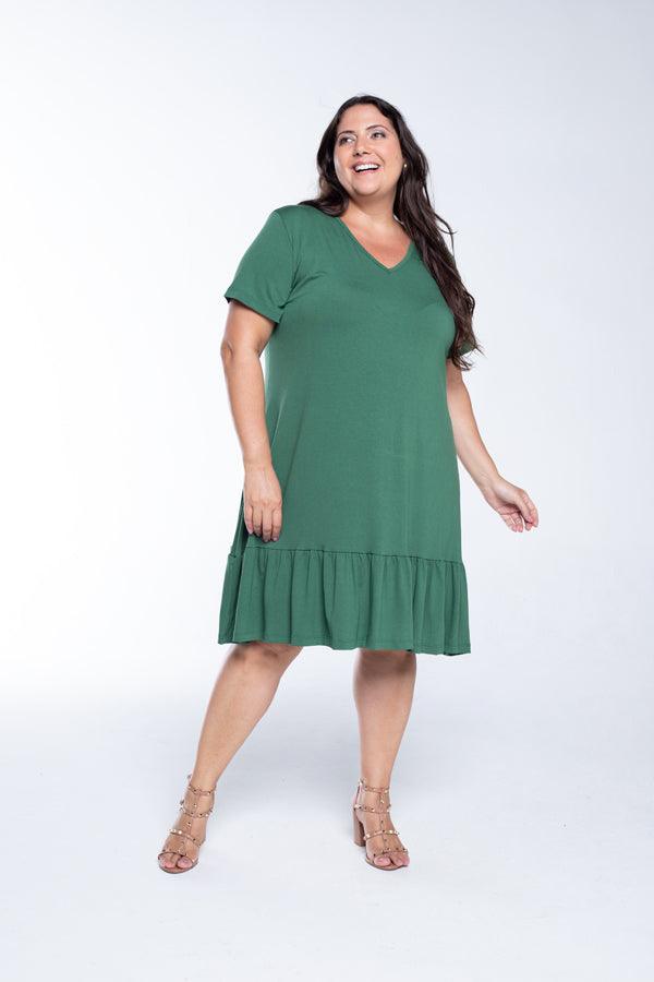 Vestido Verona - Babado Gola V e Manga Curta