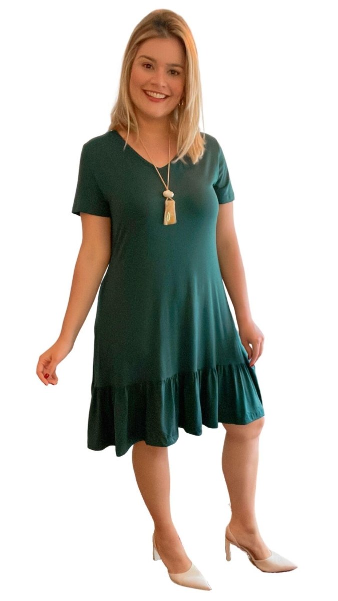 Vestido Verona - Babado Gola V e Manga Curta