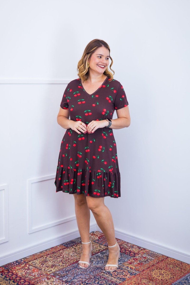 Vestido Verona - Babado Gola V e Manga Curta