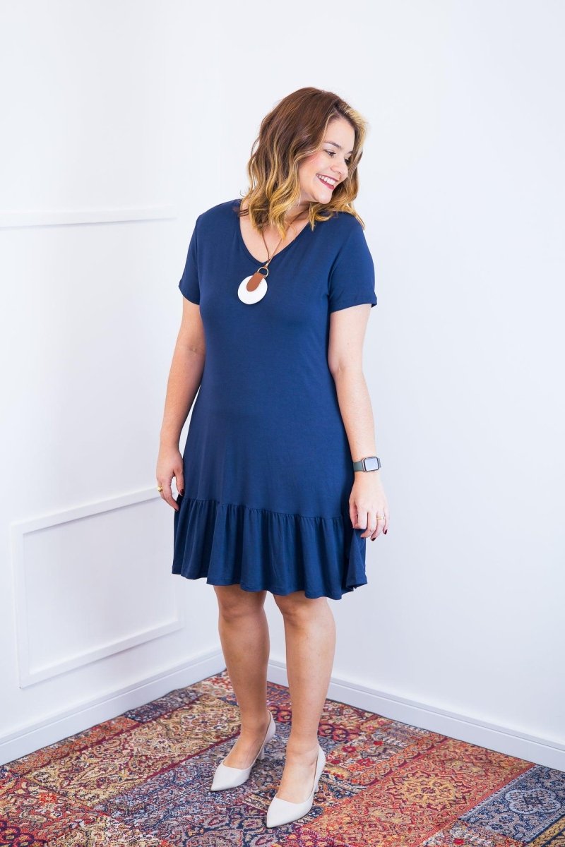 Vestido Verona - Babado Gola V e Manga Curta