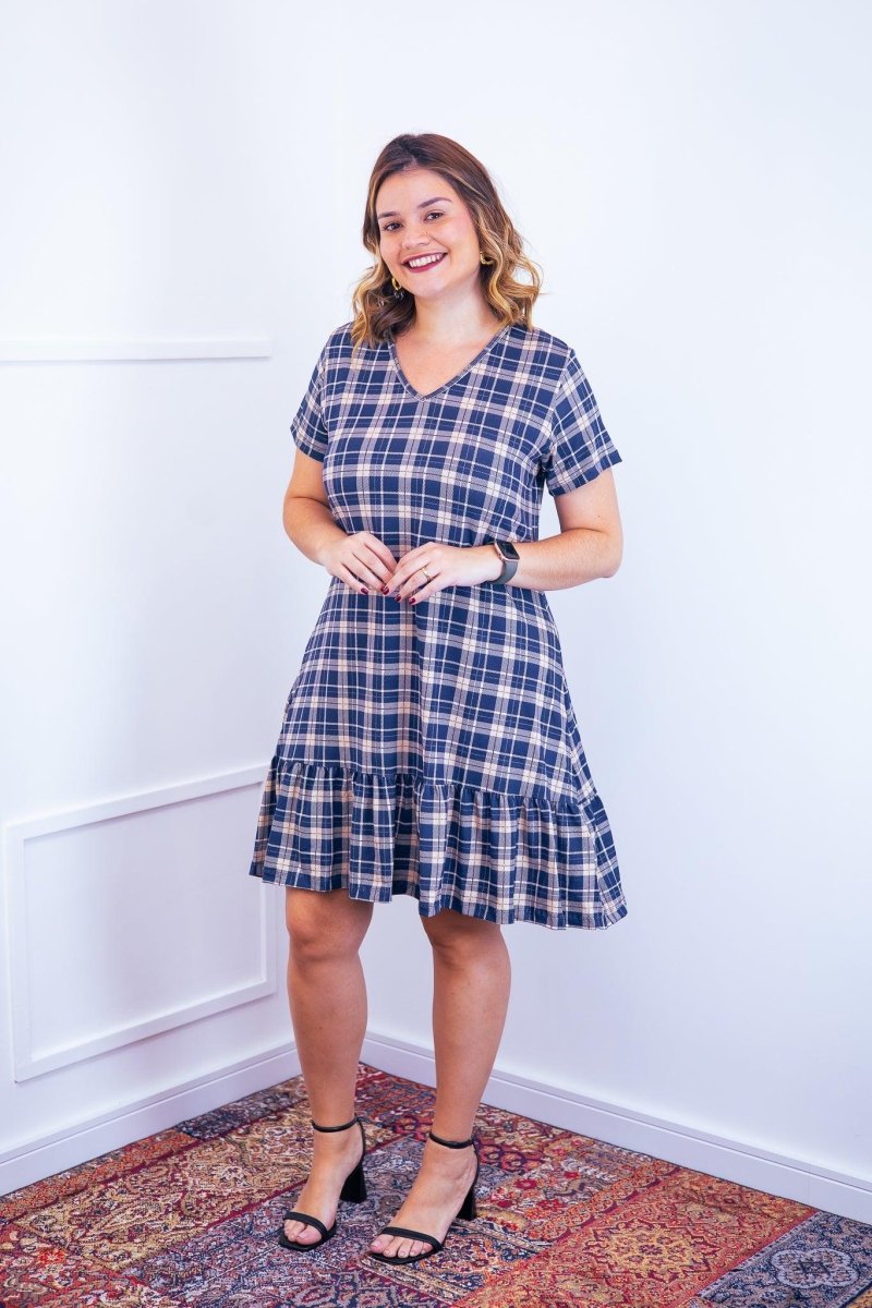 Vestido Verona - Babado Gola V e Manga Curta