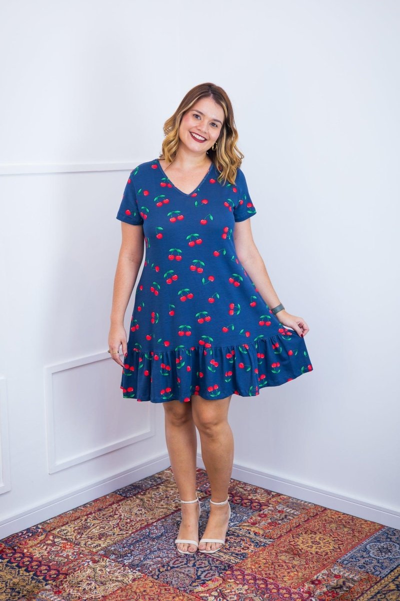 Vestido Verona - Babado Gola V e Manga Curta