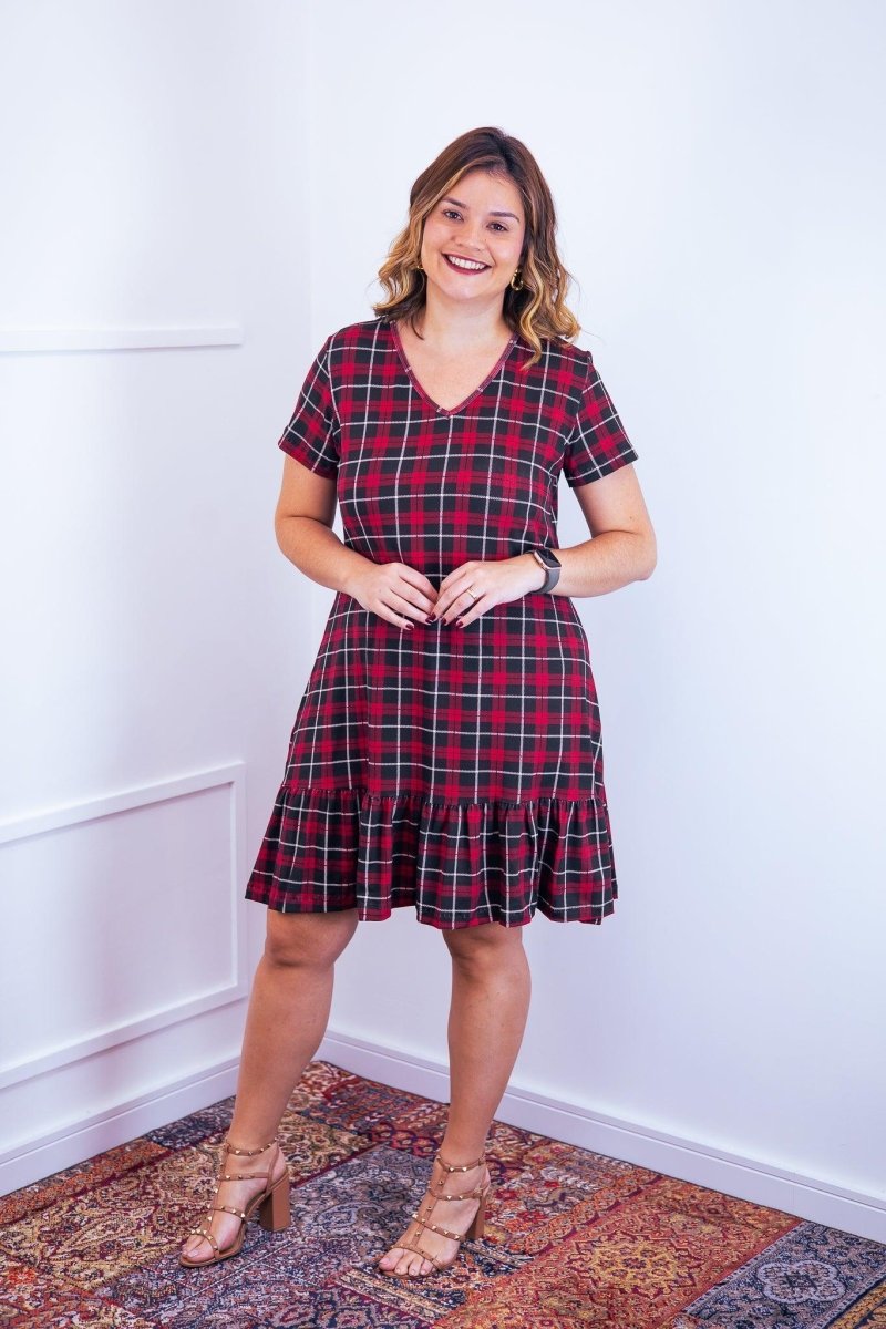 Vestido Verona - Babado Gola V e Manga Curta