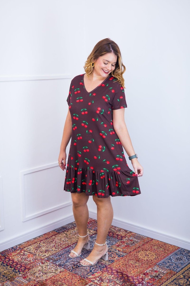 Vestido Verona - Babado Gola V e Manga Curta