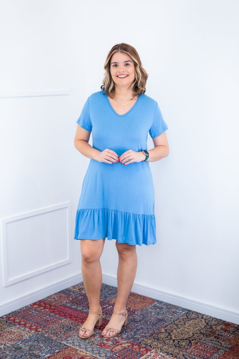 Vestido Verona - Babado Gola V e Manga Curta