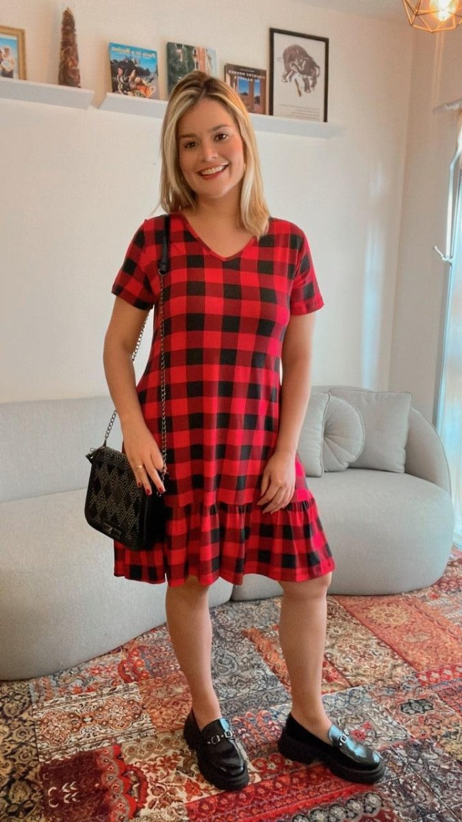 Vestido Verona - Babado Gola V e Manga Curta