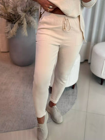 Calça De Tricô Com Barra Italiana