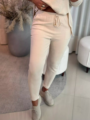 Calça De Tricô Com Barra Italiana