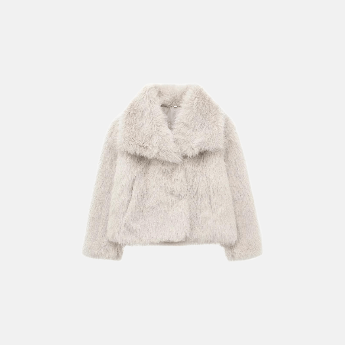Casaco Feminino de Pelúcia Sintética com Gola Larga – Fleece Longo