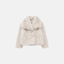 Casaco Feminino de Pelúcia Sintética com Gola Larga – Fleece Longo