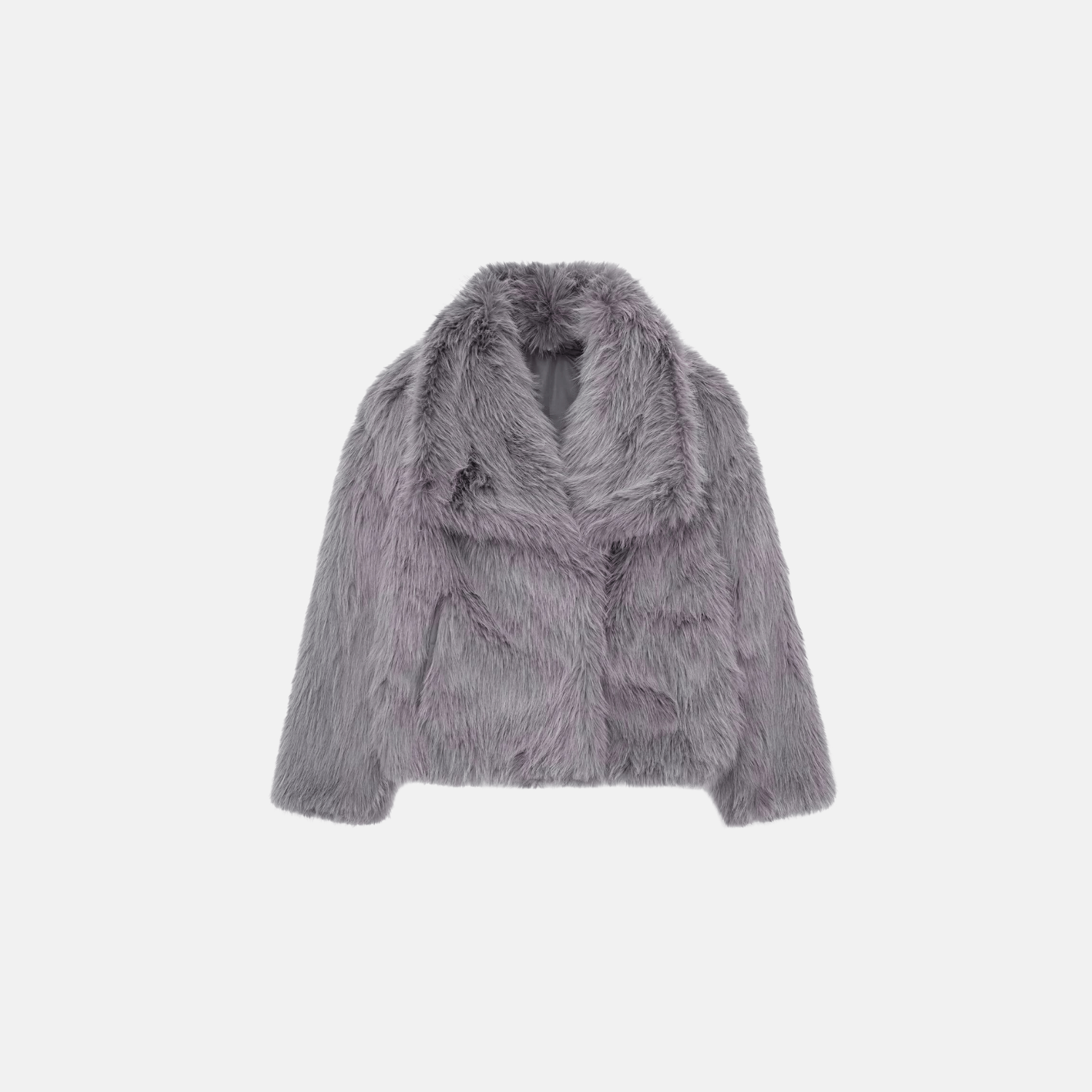 Casaco Feminino de Pelúcia Sintética com Gola Larga – Fleece Longo