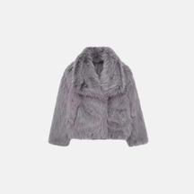 Casaco Feminino de Pelúcia Sintética com Gola Larga – Fleece Longo