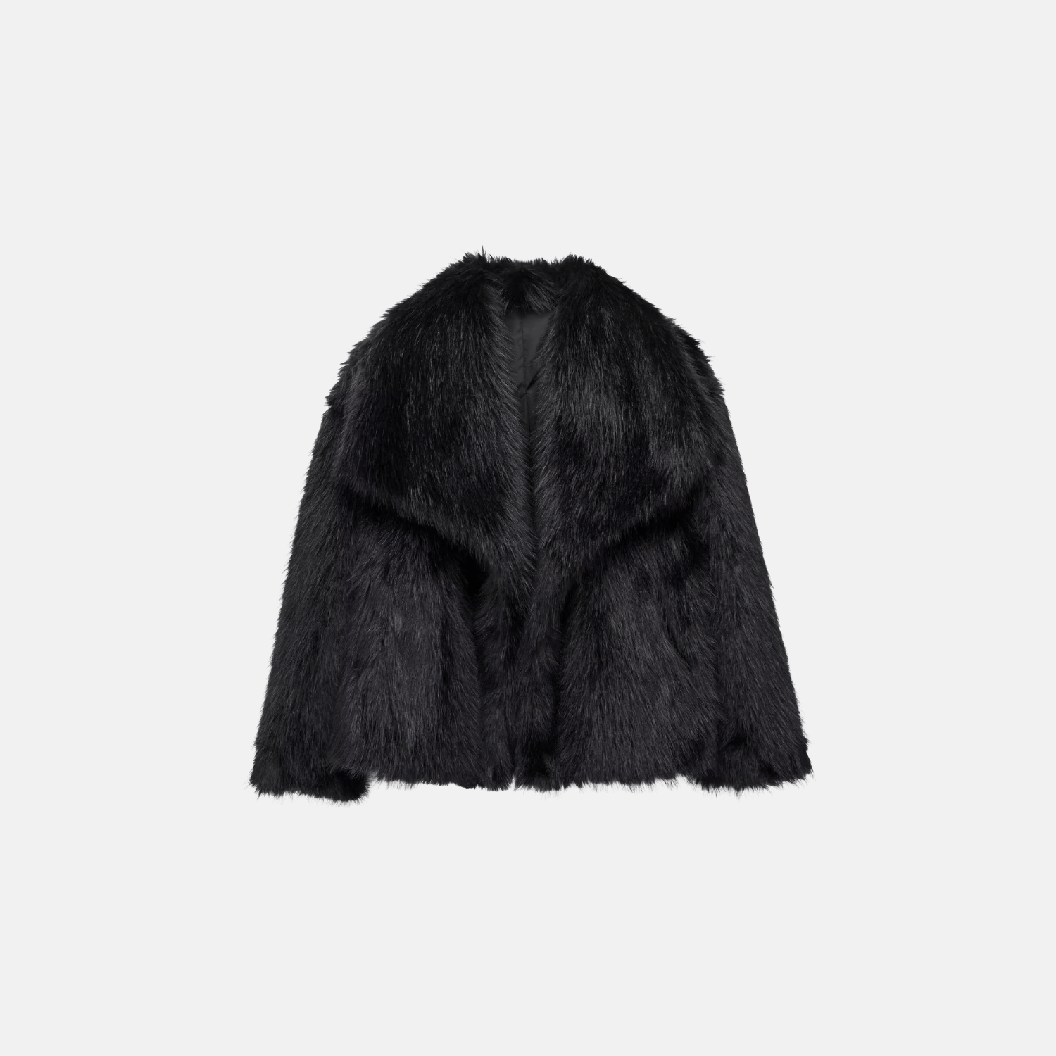 Casaco Feminino de Pelúcia Sintética com Gola Larga – Fleece Longo