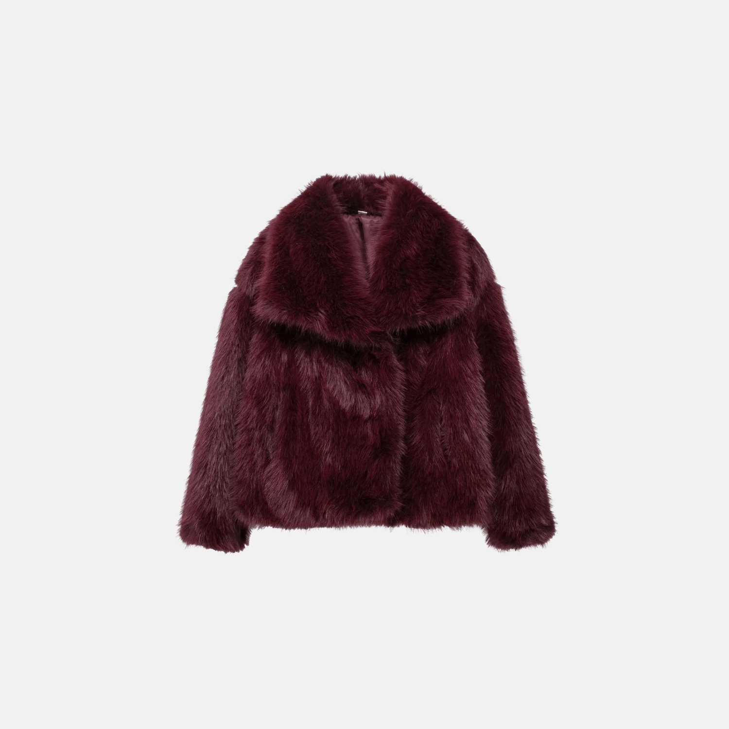 Casaco Feminino de Pelúcia Sintética com Gola Larga – Fleece Longo