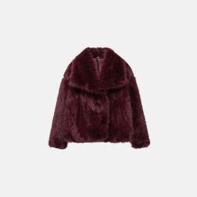 Casaco Feminino de Pelúcia Sintética com Gola Larga – Fleece Longo