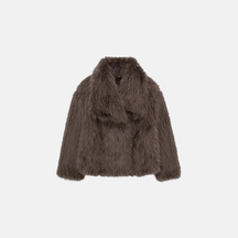 Casaco Feminino de Pelúcia Sintética com Gola Larga – Fleece Longo