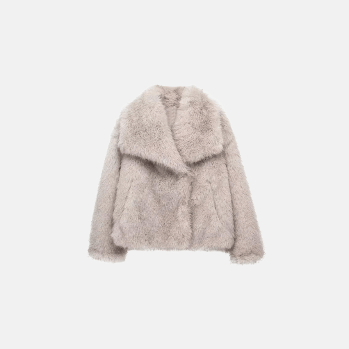 Casaco Feminino de Pelúcia Sintética com Gola Larga – Fleece Longo