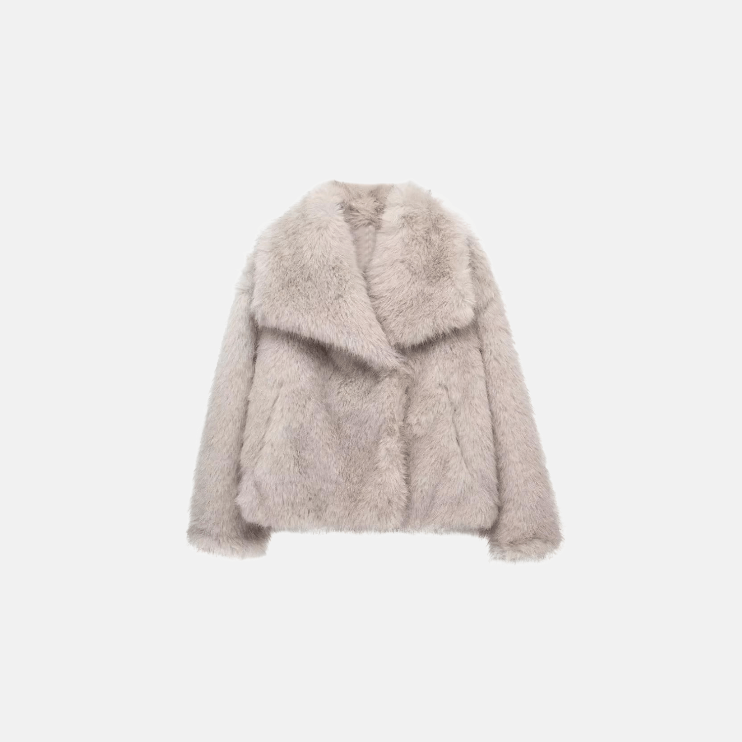 Casaco Feminino de Pelúcia Sintética com Gola Larga – Fleece Longo