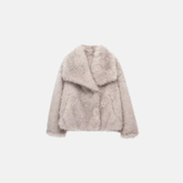 Casaco Feminino de Pelúcia Sintética com Gola Larga – Fleece Longo