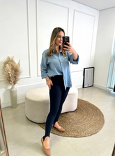 Calça Canelada com Pezinho e blackout