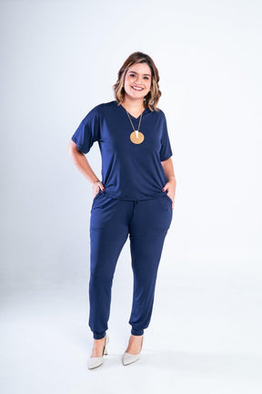 Conjunto Flórida - Malha Confort Calça e Blusa de Gola V