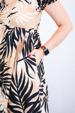 Vestido Longo Cecília – Manga Ciganinha em Viscolinho com Bolsos Laterais