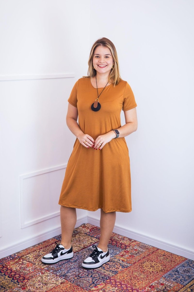 Vestido Sara - Malha Confort Midi com Manga