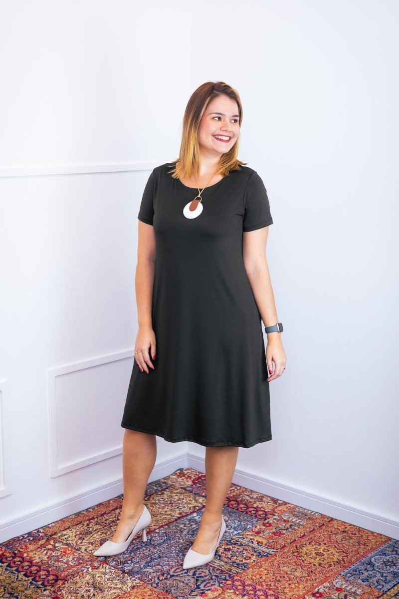 Vestido Sara - Malha Confort Midi com Manga