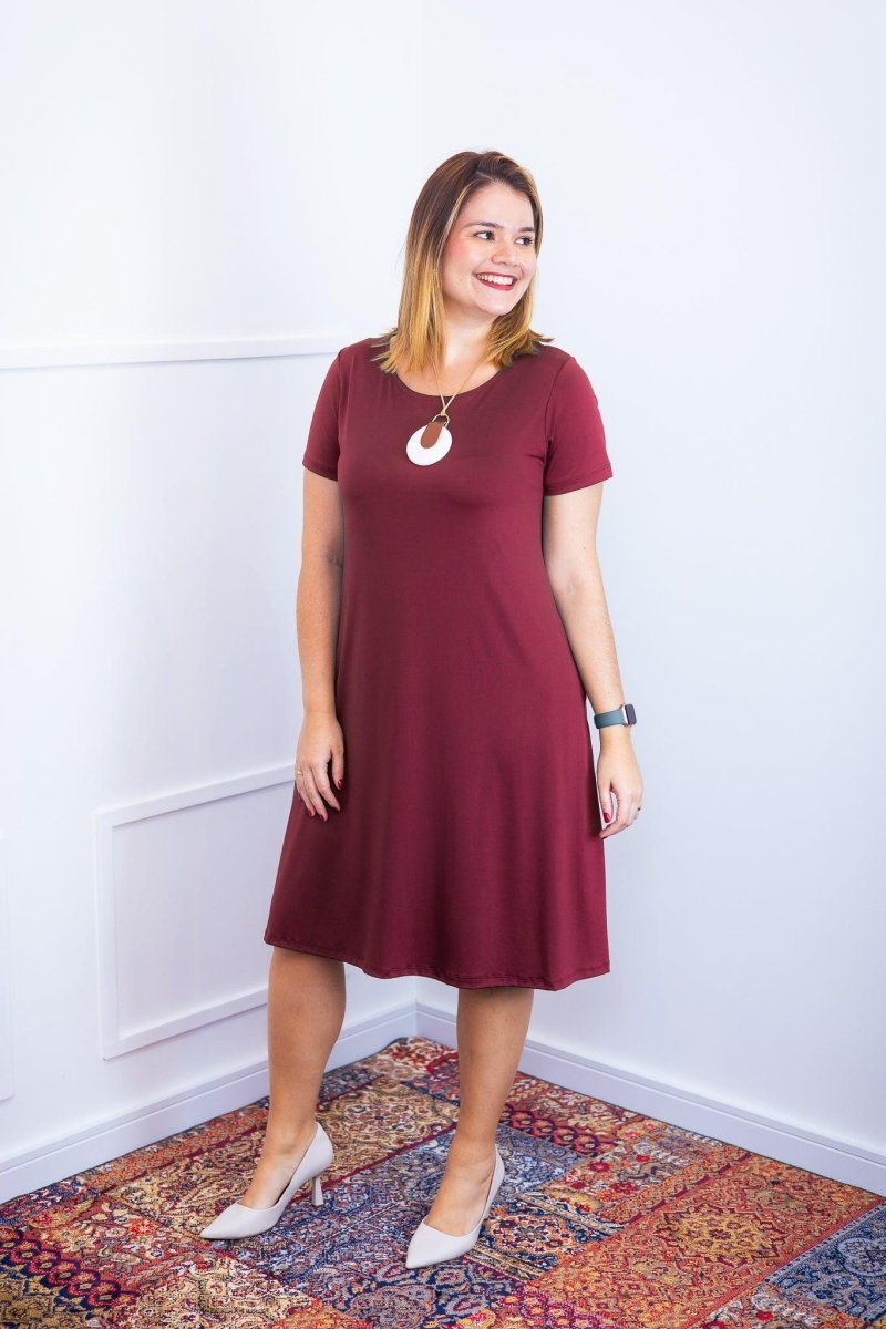 Vestido Sara - Malha Confort Midi com Manga