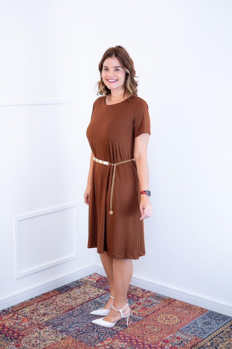 Vestido Sara - Malha Confort Midi com Manga