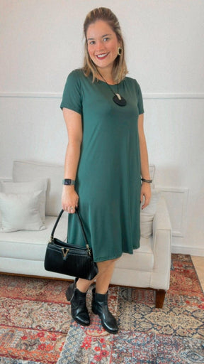 Vestido Sara - Malha Confort Midi com Manga