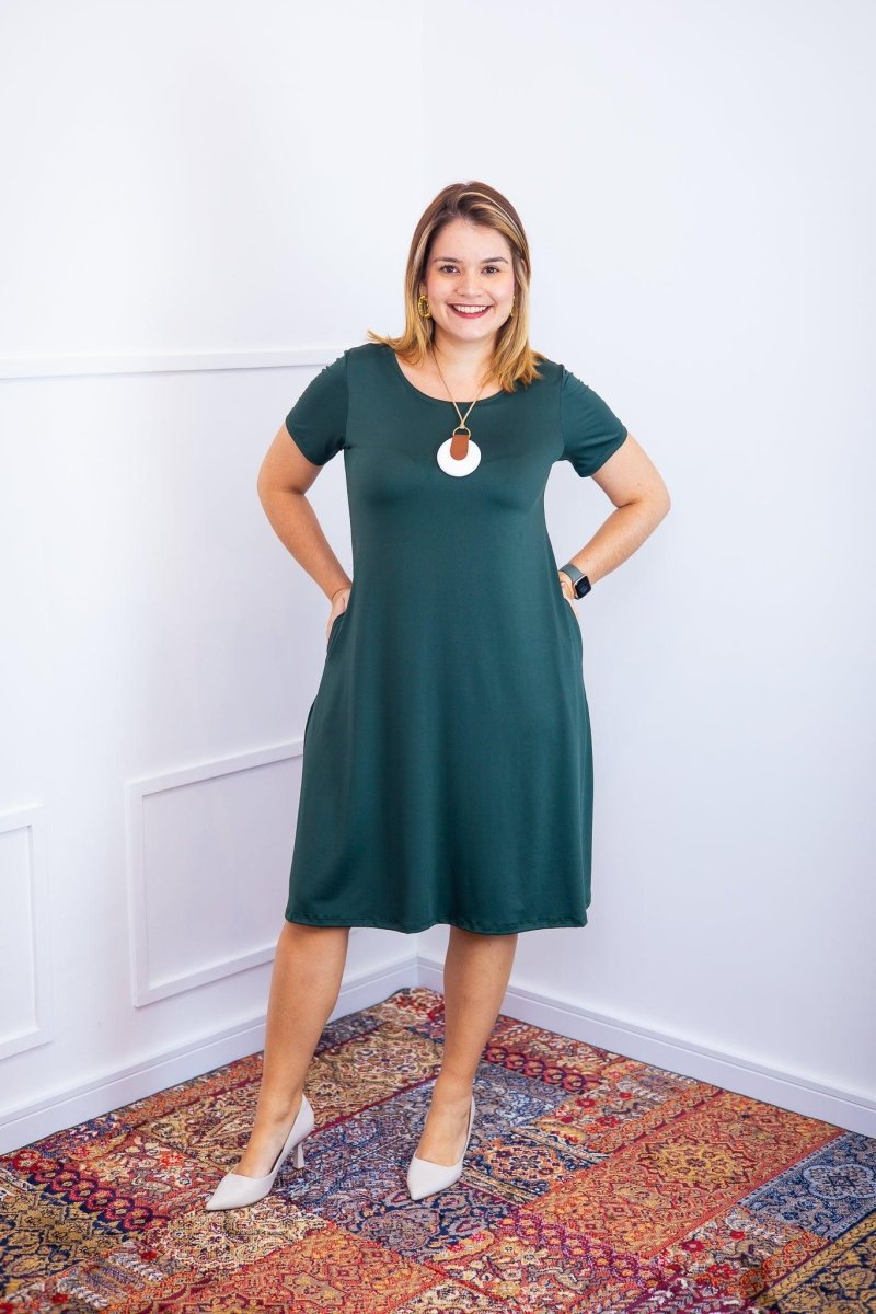 Vestido Sara - Malha Confort Midi com Manga