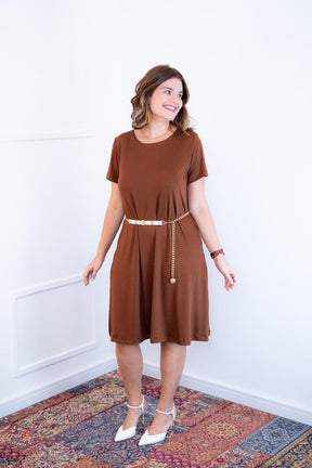 Vestido Sara - Malha Confort Midi com Manga