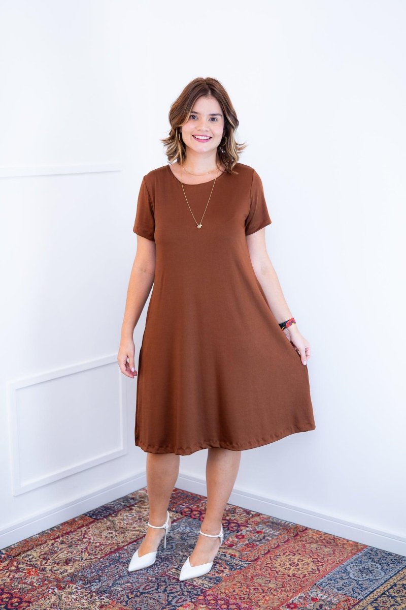 Vestido Sara - Malha Confort Midi com Manga