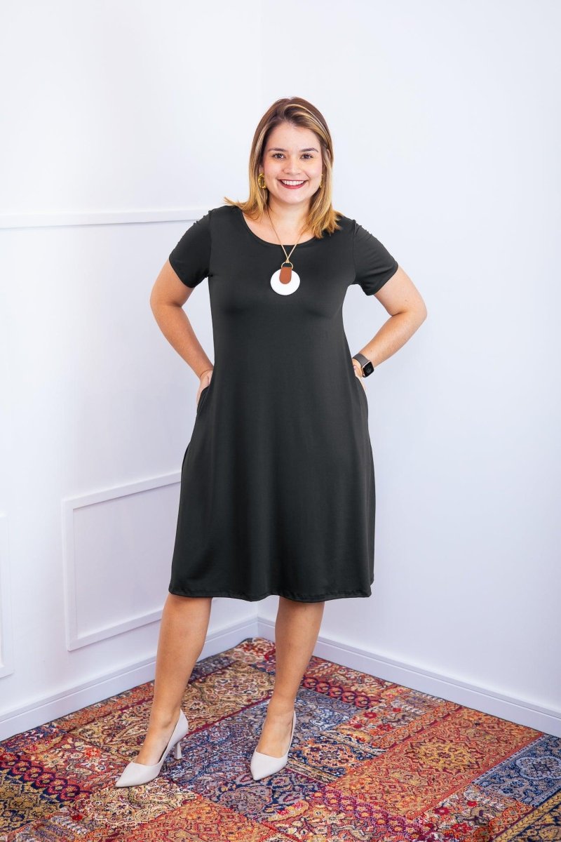 Vestido Sara - Malha Confort Midi com Manga