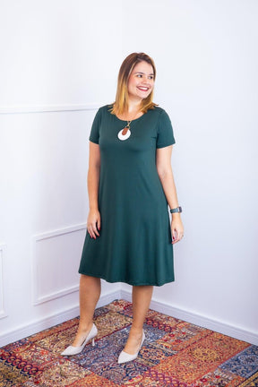 Vestido Sara - Malha Confort Midi com Manga
