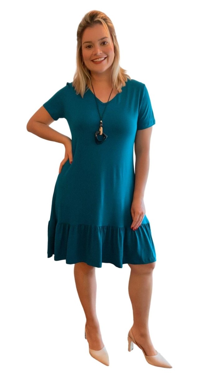 Vestido Verona - Babado Gola V e Manga Curta