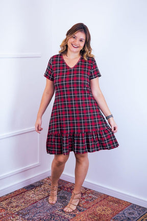 Vestido Verona - Babado Gola V e Manga Curta
