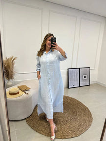 Chemise Giovana Lisa Longa e Mullet Linho Italiano