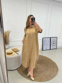 Chemise Giovana Lisa Longa e Mullet Linho Italiano